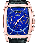 Kalpagraphe Chronograph Automatic in Rose Gold On Black Alligator Leather Strap with Blue Dial