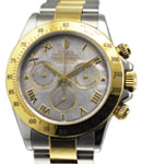 Daytona 40mm in Steel with Yellow Gold Bezel on Oyster Bracelet with Black MOP Roman Dial 