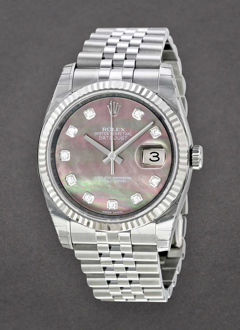 Pre-Owned Rolex Datejust 36mm with White Gold Fluted Bezel