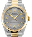 Oyster Perpetual 31mm in Steel wtih Yellow Gold Smooth Bezel on Oyster Bracelet with Rhodium Stick Dial