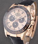 Daytona 40mm in Rose Gold with Black Ceramic Bezel on Strap with Rose Dial - Black Sub Dials