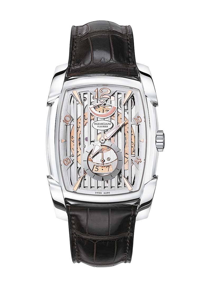 Kalpa XL Hebdomadaire 45mm Automatic in White Gold on Black Alligator Leather Strap with Skeleton Dial