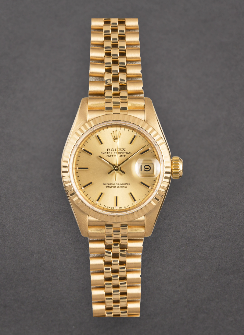 Pre-Owned Rolex Datejust Lady President in Yellow Gold with Fluted Bezel