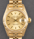 Datejust Lady President in Yellow Gold with Fluted Bezel on Yellow Gold Jubilee Bracelet with Champagne Stick Dial