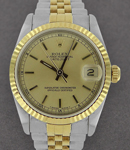 Datejust Mid Size in Steel with Yellow Gold Fluted Bezel on Jubilee Bracelet with Champagne Stick Dial