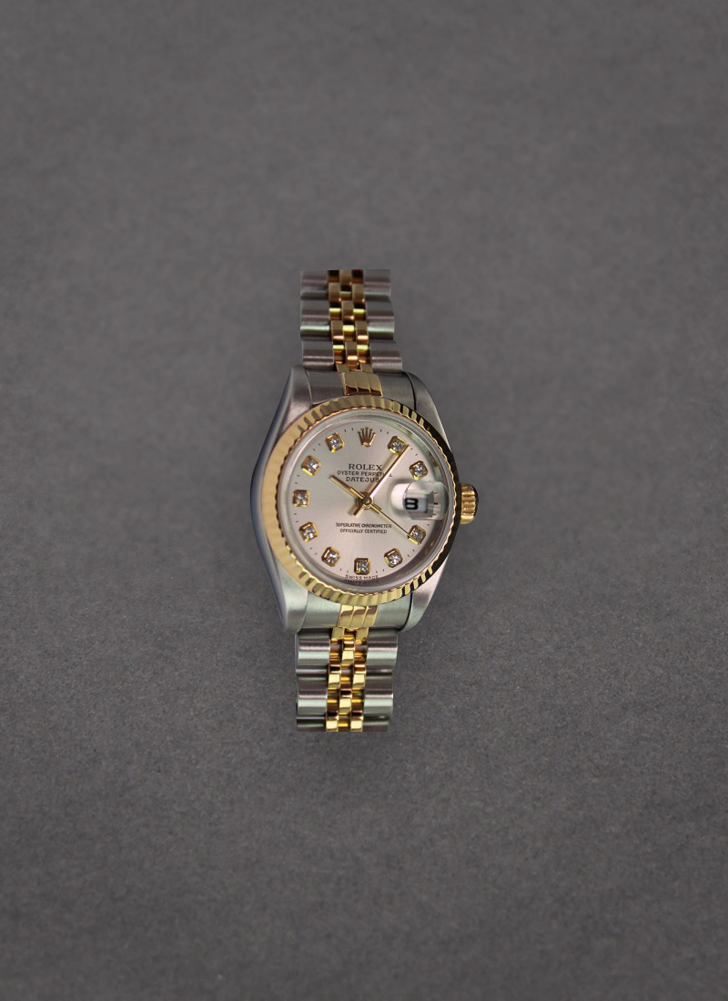 Pre-Owned Rolex Datejust Ladies in Steel with Yellow Gold Fluted Bezel