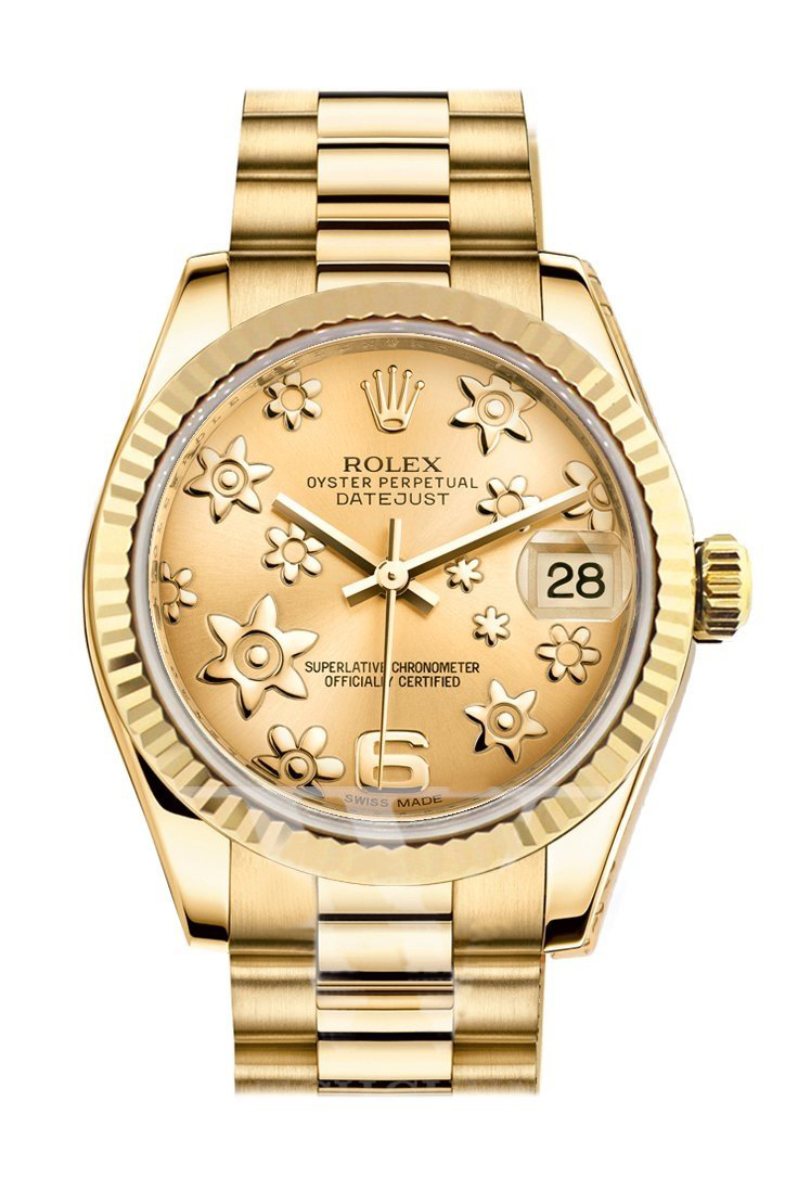 Pre-Owned Rolex Midsize - 31mm - President - Yellow Gold - Fluted Bezel