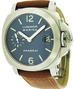 PAM 282 - Marina Automatic in Titanium on Brown Calfskin Leather Strap with Blue Dial