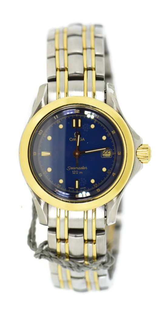 Seamaster Two Tone 120M in Steel With Yellow Gold on Yellow Gold and Steel Bracelet with Blue Dial