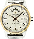 Transocean Day Date Automatic in Steel with Rose Gold on Steel Bracelet with White Dial