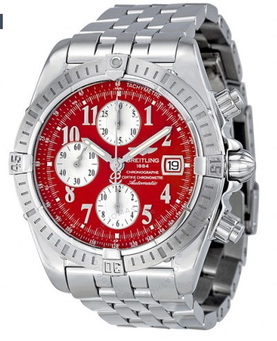 Chronomat Evolution Men's Automatic in Steel Steel on Bracelet with Red Dial