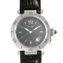 Pasha Ladies 38mm Automatic in Steel on Black Alligator Leather Strap with Black Dial