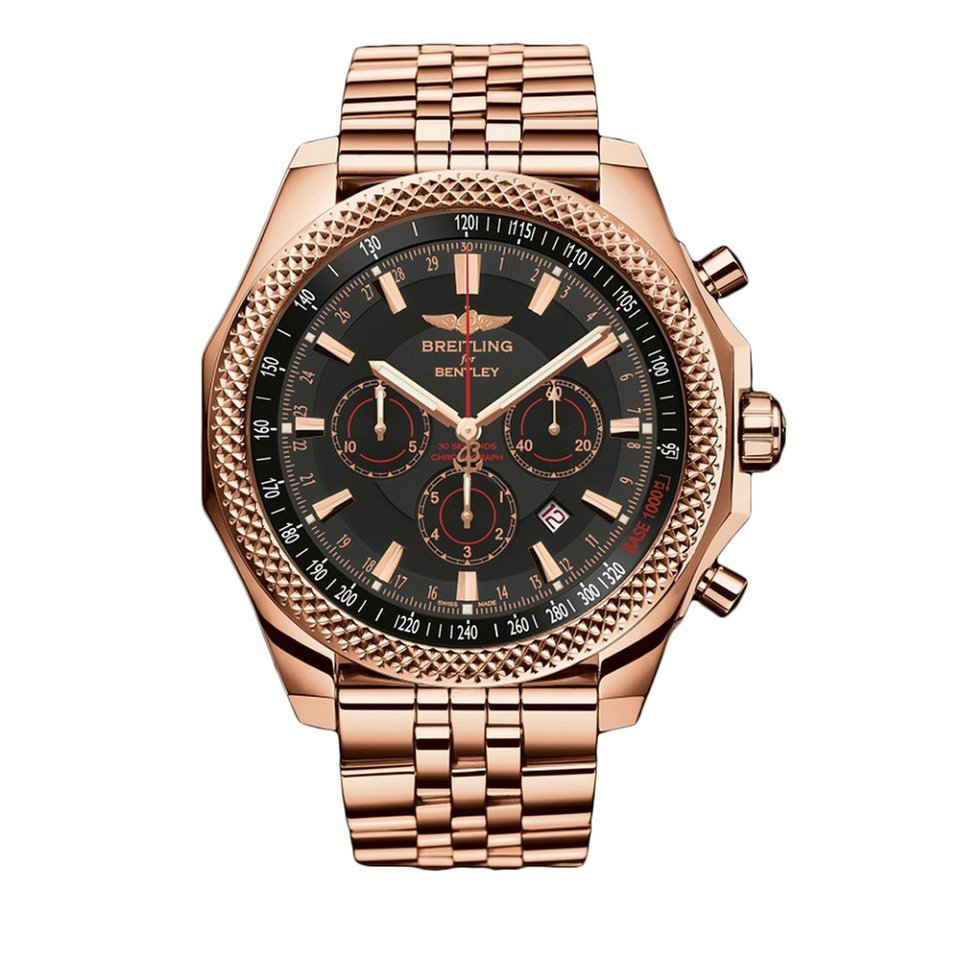 Bentley Barnato Chronograph Automatic in Rose Gold  on Rose Gold Bracelet with Black Dial