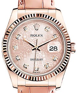 Datejust 36mm in Rose Gold with Fluted Bezel on Strap with Pink Jubilee Diamond Dial