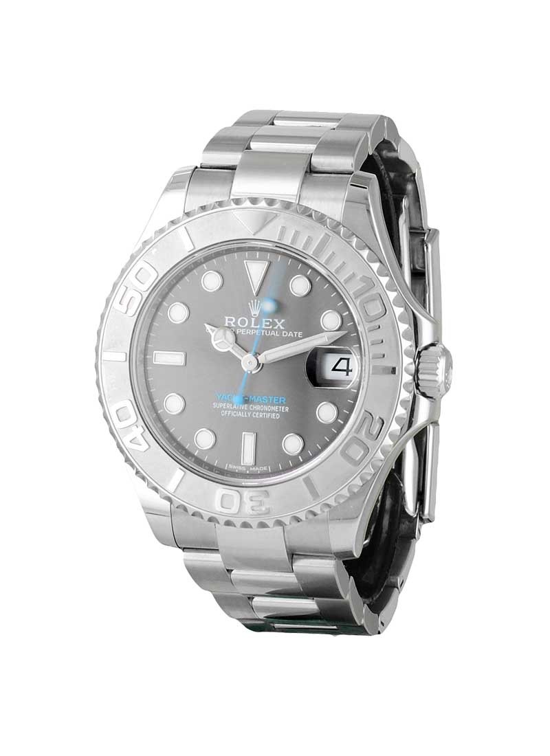 Pre-Owned Rolex Yachtmaster in Steel with Platinum Bezel