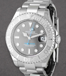 Yachtmaster 37mm in Steel with Platinum Bezel on Oyster Bracelet with Rhodium Stick Dial