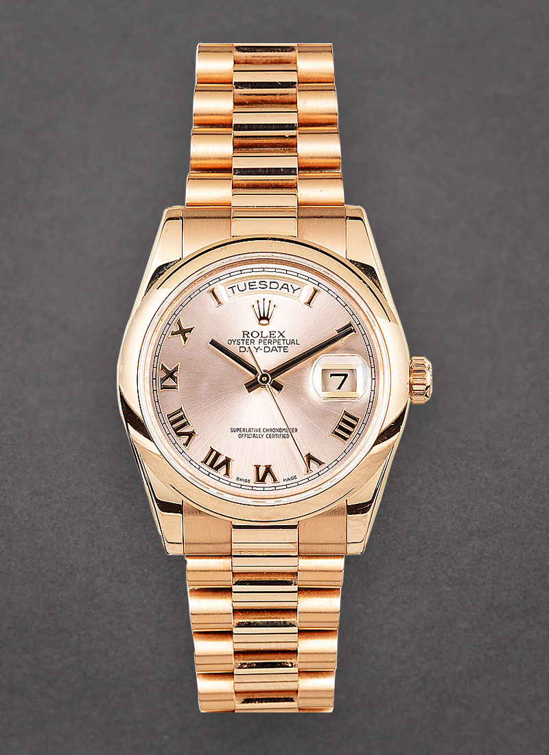 Pre-Owned Rolex Day Date 36mm President in Rose Gold with Smooth Bezel