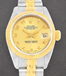 Datejust Ladys in Steel with Yellow Gold Fluted Bezel on Jubilee Bracelet with Champagne Arabic Dial