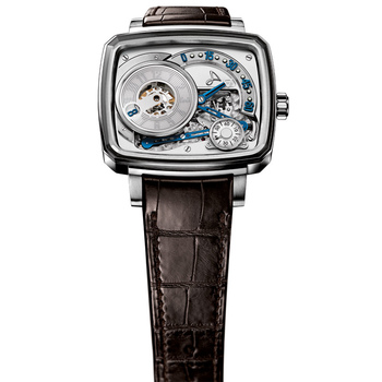 HL Classic Bleu in White Gold on Brown Crocodile Leather Strap with Skeleton Dial