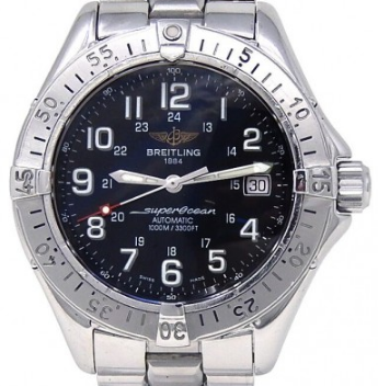 Superocean 41mm in Steel on Steel Bracelet with Black Arabic Dial