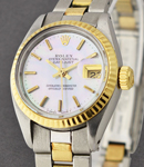 Datejust 26mm in 2-Tone with Fluted Bezel on 2-Tone Oyster Bracelet with Mother of Pearl Dial