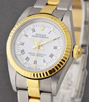 Oyster Perpetual No Date Lady's in Steel with Yellow Gold Fluted Bezel on Jubilee Bracelet with White Roman Dial