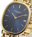 Ellipse Date in Yellow Gold on Yellow Gold Bracelet with Blue Dial
