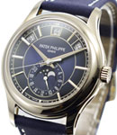 Annual Calendar 5205G Moon Phase in White Gold on Blue Alligator Leather Strap with Blue Dial