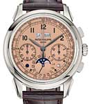 Perpetual Calendar Chronograph 5270p in Platinum on Brown Alligator Leather Strap with Salmon Dial