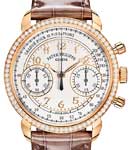 Ladies Chronograph Ref 7150 with Diamond Bezel on Brown Alligator Leather Strap with Silver Dial