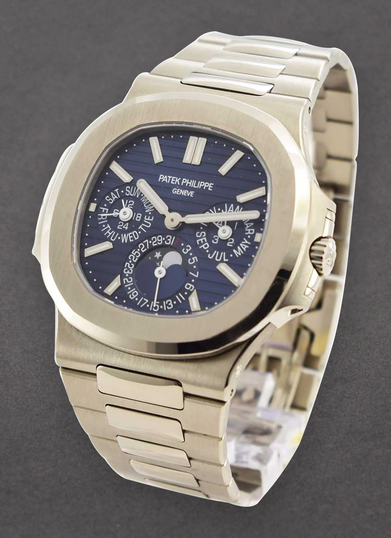 Nautilus Perpetual Calendar Ref 5740 in White Gold On White Gold Bracelet with Blue Dial 5740 1G 001