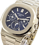 Nautilus Perpetual Calendar Ref 5740 in White Gold On White Gold Bracelet with Blue Dial