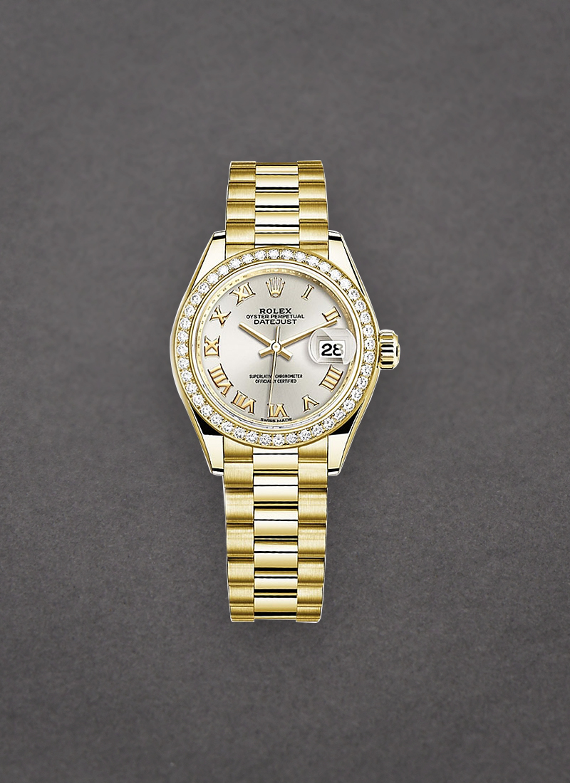 Pre-Owned Rolex President 28mm in Yellow Gold with Diamond Bezel