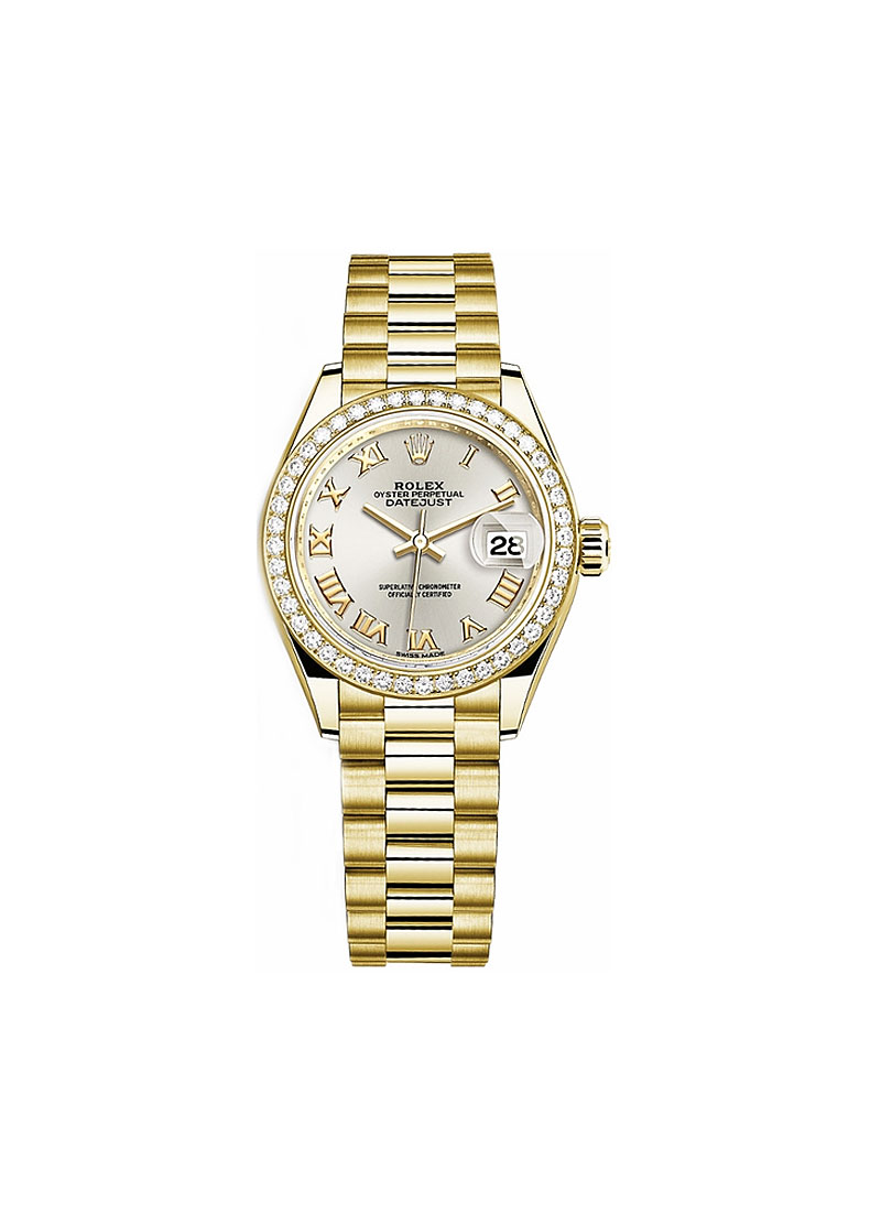 Pre-Owned Rolex President 28mm in Yellow Gold with Diamond Bezel