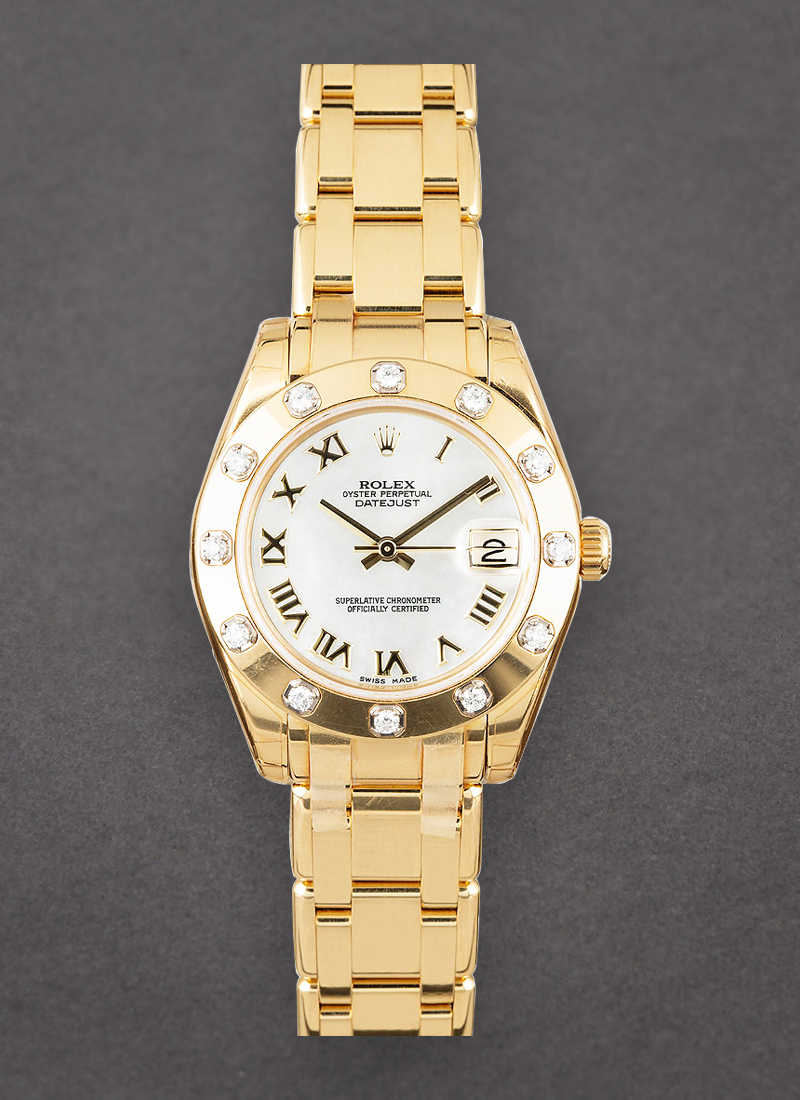 Pre-Owned Rolex Masterpiece Midsize 34mm in Yellow Gold with 12 Diamond Bezel