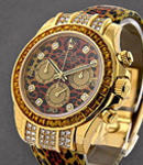 Leopard Daytona 40mm in Yellow Gold with Diamond Bezel on Leopard Print Strap with  Leopard Diamond Dial