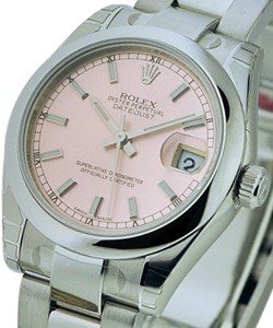 Datejust 31mm in Steel with Domed Bezel on Oyster Bracelet with Pink Index Dial