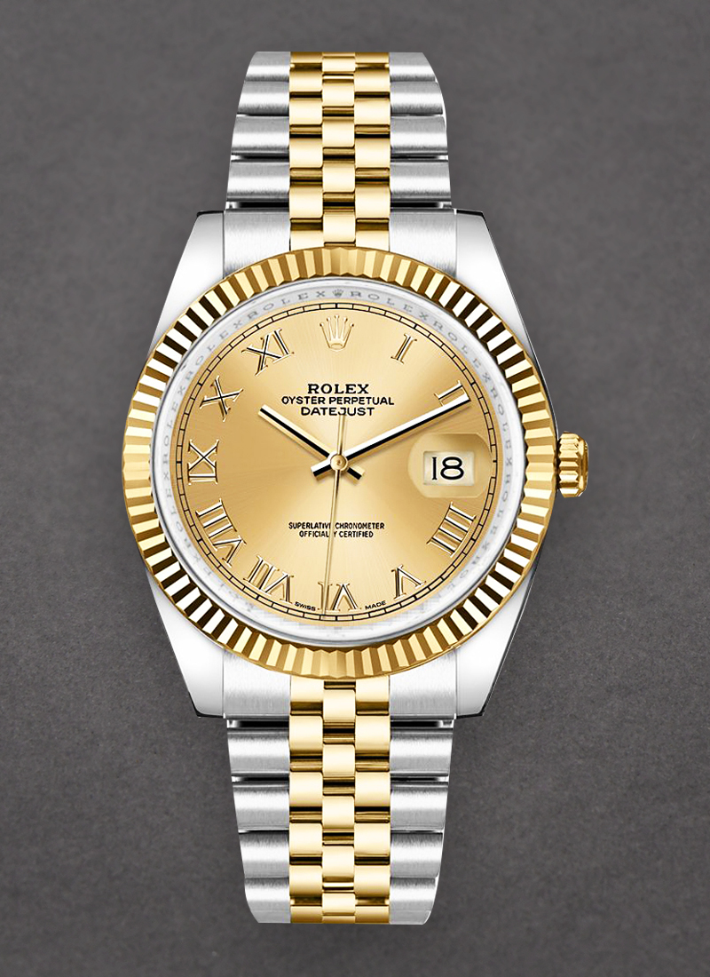 Pre-Owned Rolex Datejust 36mm in Steel with Yellow Gold Fluted Bezel