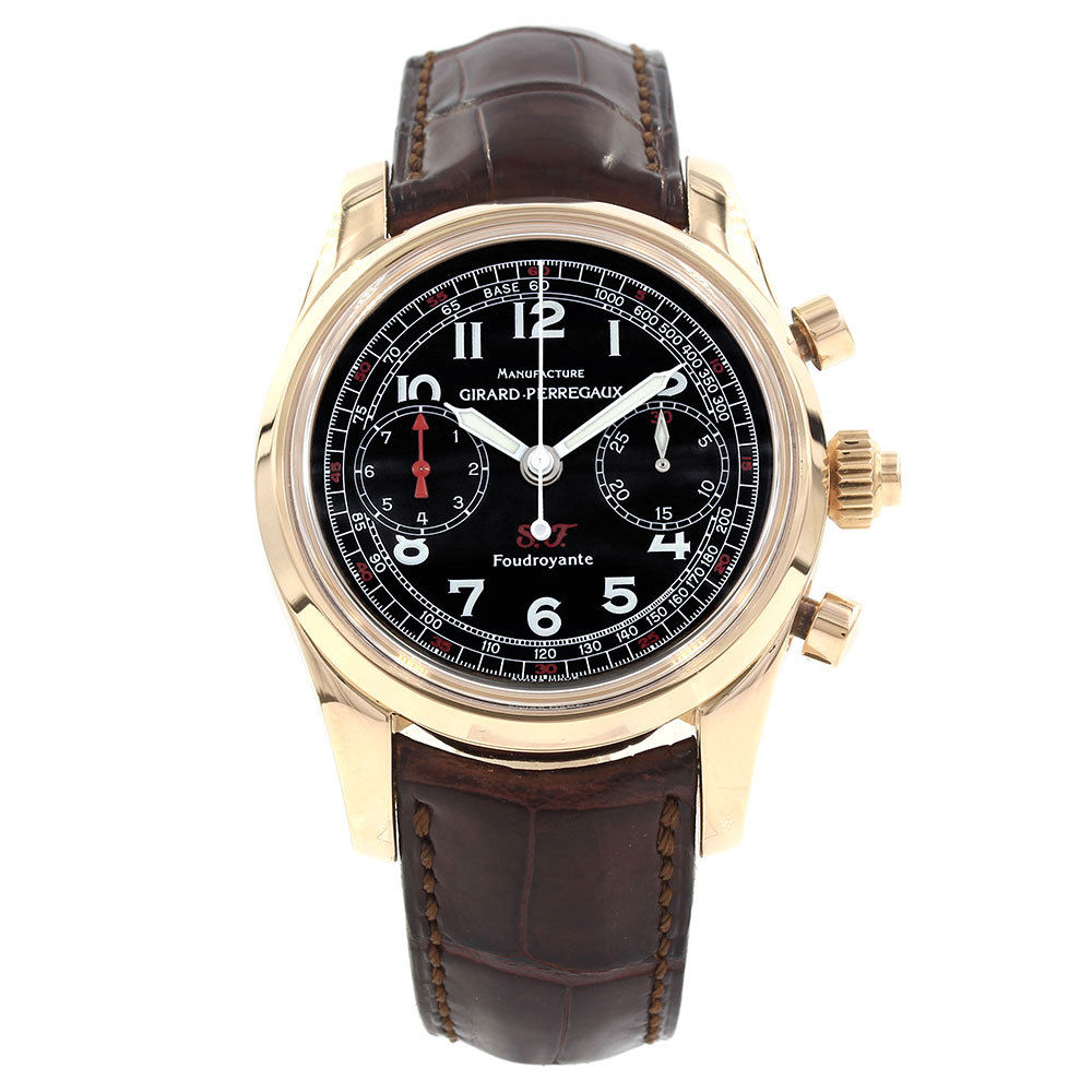 Ferrari Foudroyante Split Second Chronograph in Rose Gold on Brown Alligator Leather Strap with Black Dial