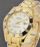 Masterpiece Lady's with Yellow Gold 12 Diamond Bezel on Pearlmaster Bracelet with Silver Diamond  Dial