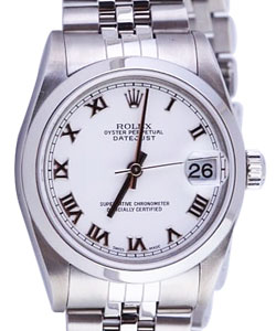 Datejust Mid Size 31mm in Steel with Smooth Bezel on Bracelet with White Roman Dial