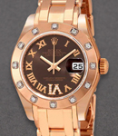 Masterpiece in Rose Gold with 12 Diamond Bezel on Pearlmaster Bracelet with Chocolate Roman Dial