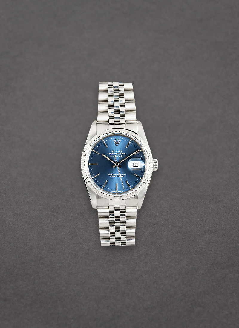 Pre-Owned Rolex Datejust 36mm in Steel With Engine Turned Bezel