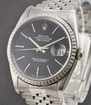 Datejust 36mm in Steel With Engine Bezel on Jubilee Bracelet with Black Stick Dial