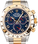 Daytona 40mm in Steel with Yellow Gold Bezel on Oyster Bracelet with Blue Arabic Dial