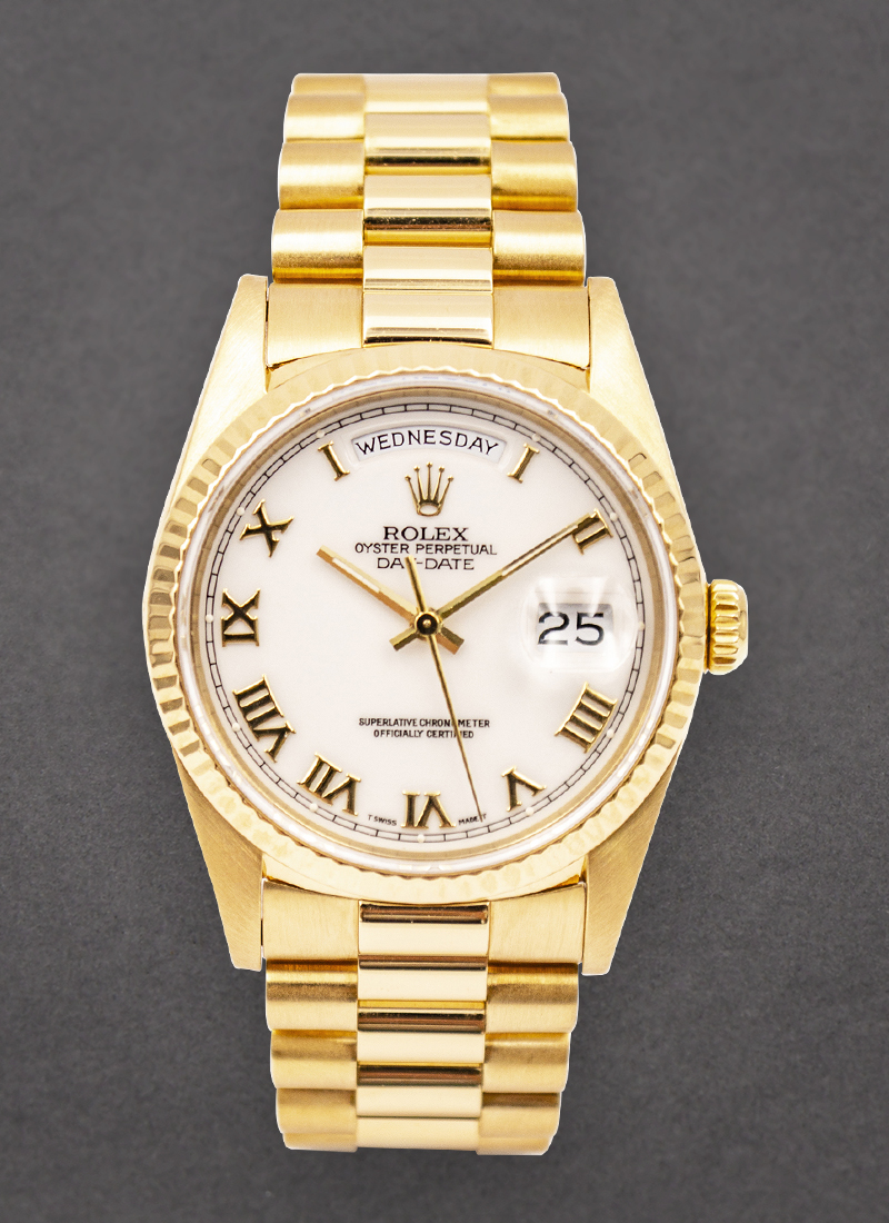 Pre-Owned Rolex President Day-Date 36mm in Yellow Gold with Fluted Bezel