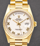 President Day-Date 36mm in Yellow Gold with Fluted Bezel on President Bracelet with White Roman Dial