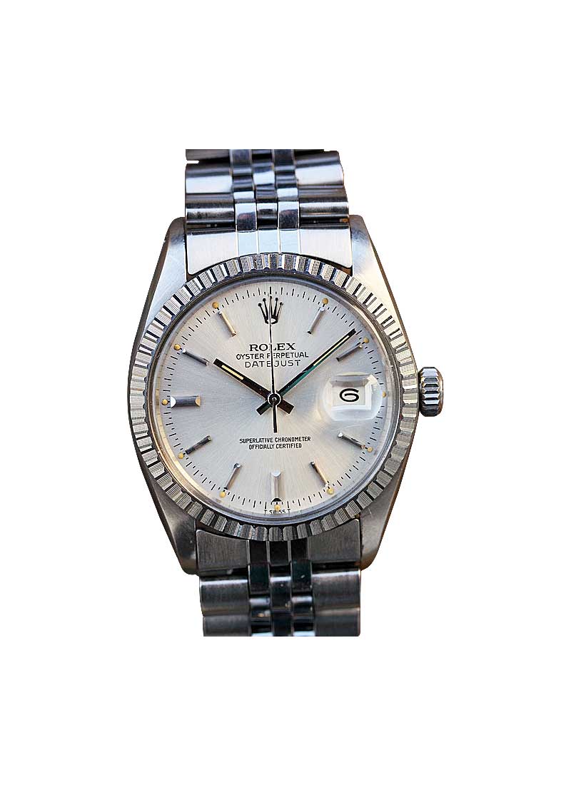 Pre-Owned Rolex Datejust 36mm in Steel with White Gold Engine Bezel