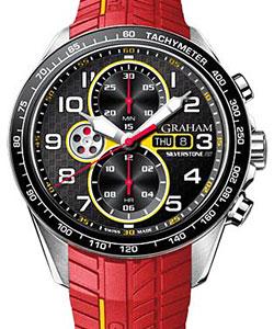 Silverstone RS Racing in Steel with Black Bezel on Red Rubber Strap with Black Dial - Yellow Accent