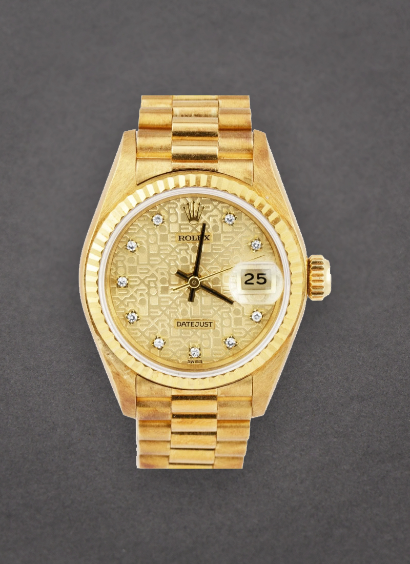 Pre-Owned Rolex Ladies President in Yellow Gold with Fluted Bezel